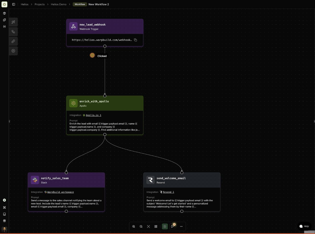 Helios workflow automation interface
